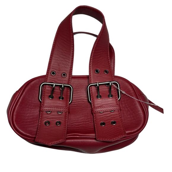 Free People SAY YES BAG 100% Leather Buckle Handbag Bag in Oxblood Red NWOT - Picture 9 of 12